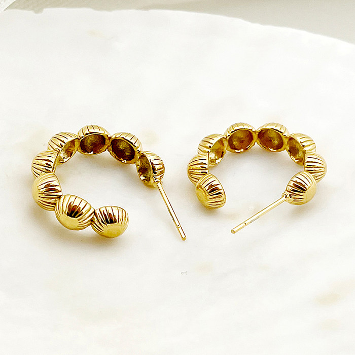 1 Paar elegante, süße, schlichte C-förmige vergoldete Edelstahl-Ohrringe