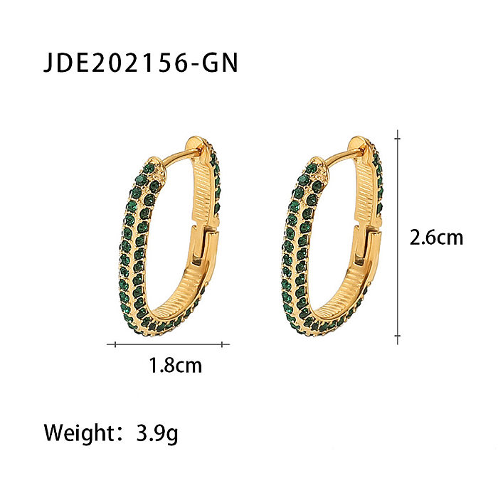 Fashion Geometric Stainless Steel  Earrings Gold Plated Inlay Zircon Stainless Steel  Earrings