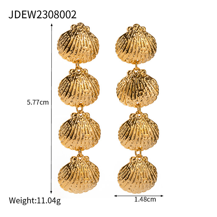 1 Pair IG Style Casual Shell Plating Stainless Steel  18K Gold Plated Drop Earrings