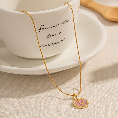 IG Style Flower Stainless Steel  Plating 18K Gold Plated Pendant Necklace