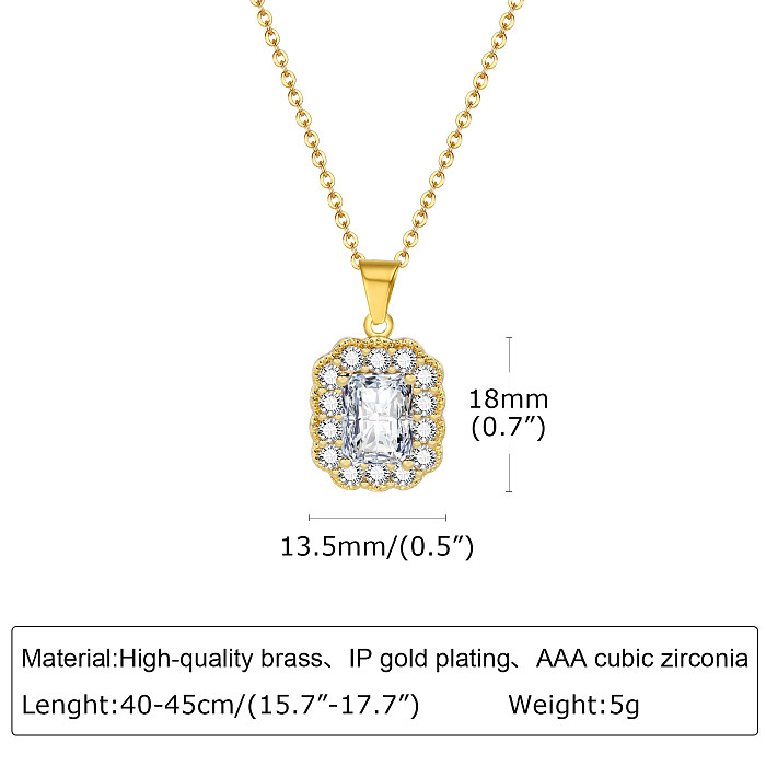 IG Style Simple Style Geometric Stainless Steel  Plating Inlay Zircon 18K Gold Plated Pendant Necklace