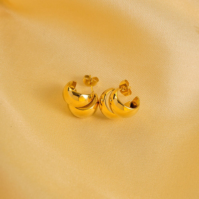 1 paire de clous d'oreilles en acier inoxydable plaqué or, Style moderne de vacances, couleur unie