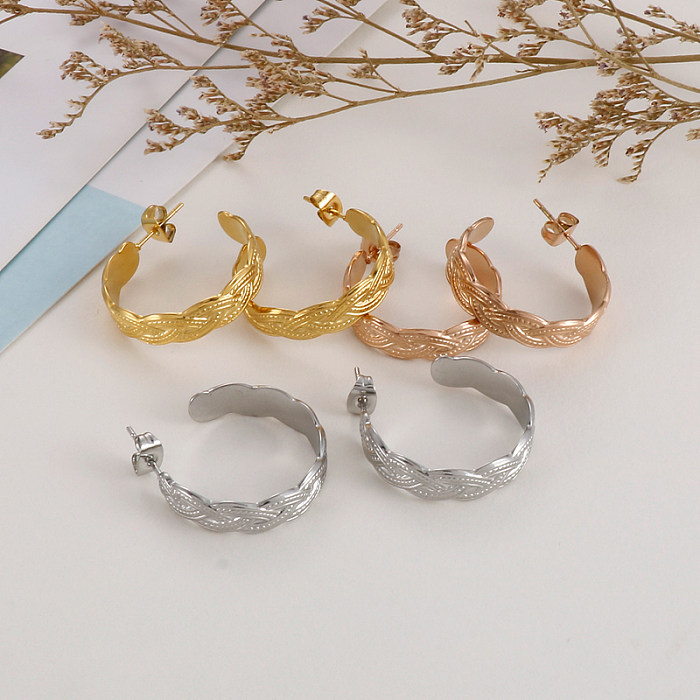1 Pair Simple Style Commute C Shape Stainless Steel  Plating 18K Gold Plated Ear Studs