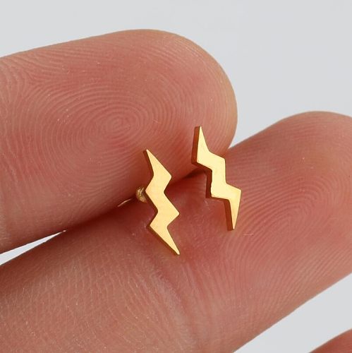 Fashion Lightning Stainless Steel Ear Studs Plating No Inlaid Stainless Steel  Earrings