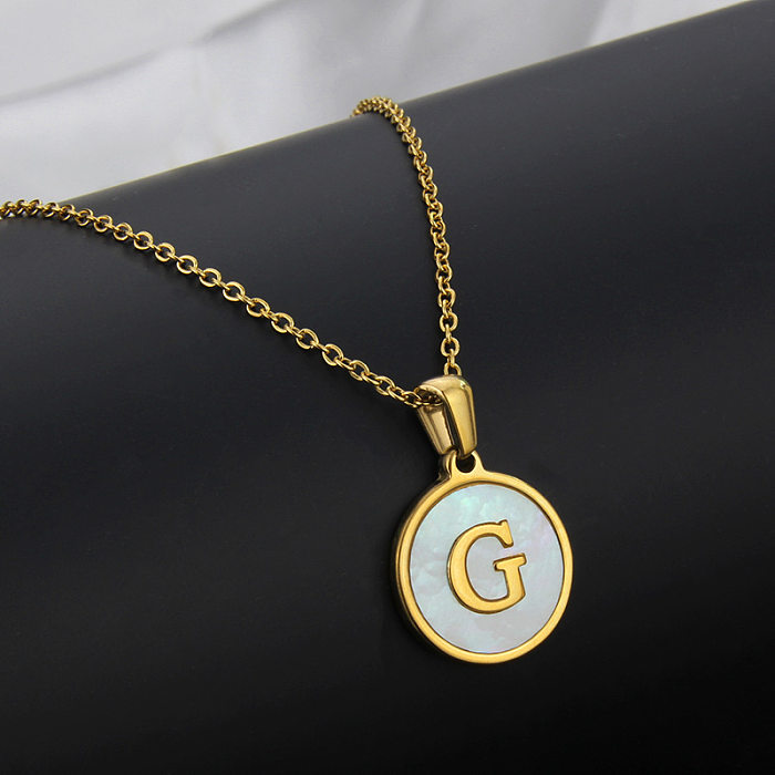 Simple Style Round Letter Stainless Steel Necklace Plating Stainless Steel  Necklaces