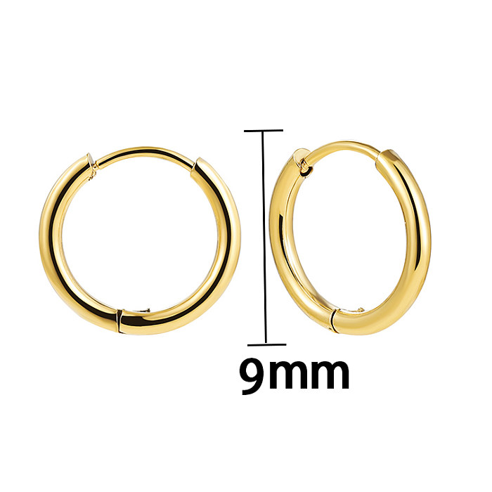 1 Pair Classic Style Solid Color Stainless Steel  Plating Gold Plated Silver Plated Hoop Earrings