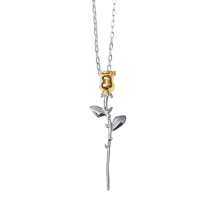Hip-Hop Rose Stainless Steel Pendant Necklace