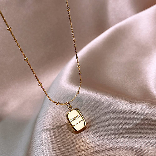 Collier pendentif plaqué or 18 carats en acier inoxydable de couleur unie de style simple
