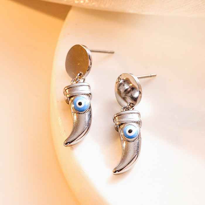 1 Paar künstlerische Augen-Emaille-Ohrringe aus 18 Karat vergoldetem Edelstahl