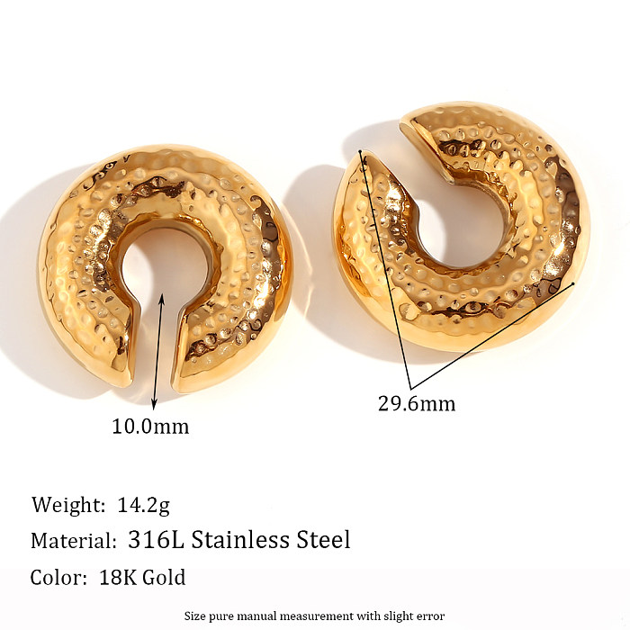 زوج واحد من أصفاد الأذن الأساسية ذات الطراز الكلاسيكي والطلاء الهندسي المصنوعة من الفولاذ المقاوم للصدأ ومطلية بالذهب عيار 1 قيراط