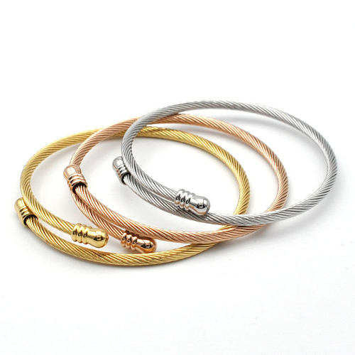 Classic Style Solid Color Stainless Steel Plating Bangle