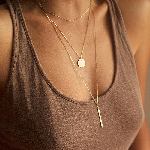 Simple Style Geometric Stainless Steel  Plating Layered Necklaces
