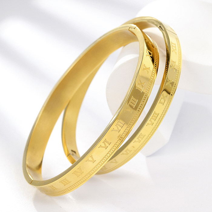 Simple Style Number Stainless Steel Plating Bangle 1 Set
