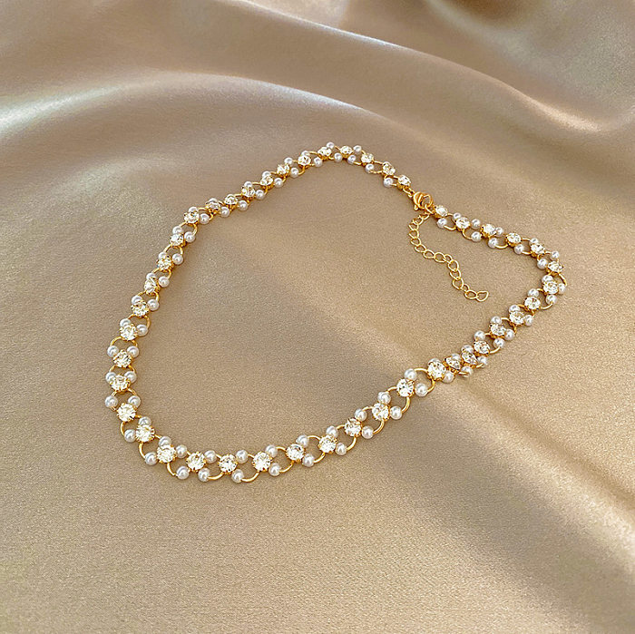 Collier pendentif en forme de cœur en acier inoxydable, incrustation de perles, pierres précieuses artificielles, 1 pièce