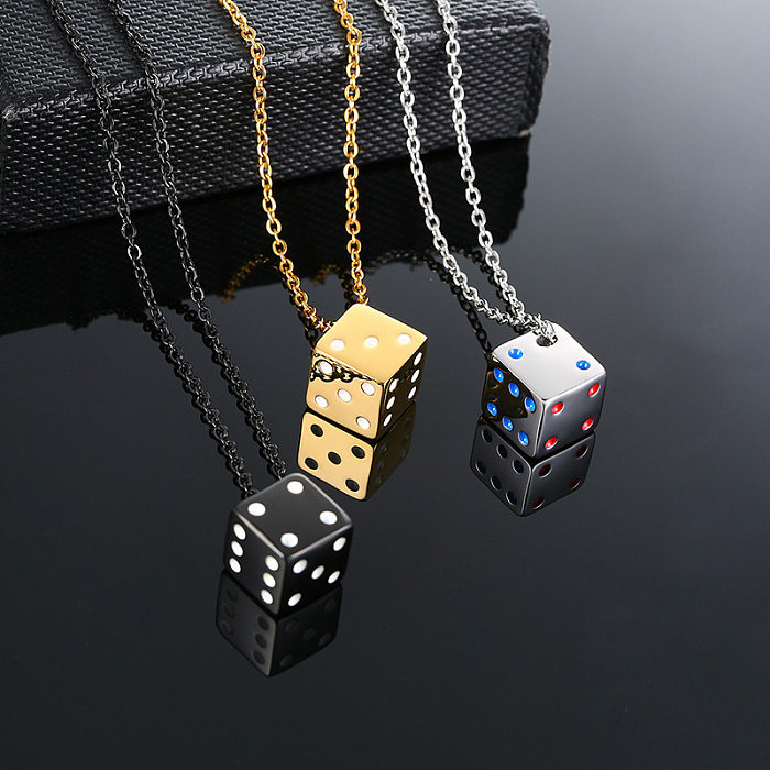 Simple Style Dice Stainless Steel  Pendant Necklace Plating Stainless Steel  Necklaces