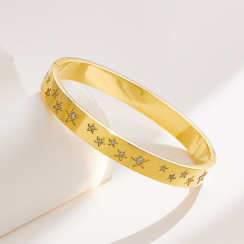 Elegant Star Titanium Steel Plating Inlay Zircon Bangle