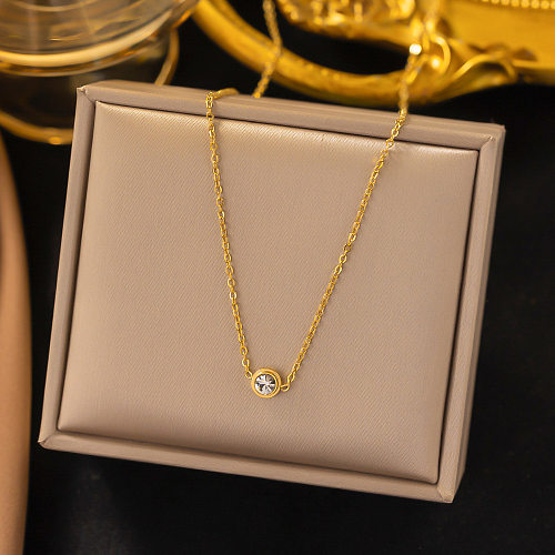 Basic Classic Style Geometric Stainless Steel Plating Inlay Zircon Pendant Necklace