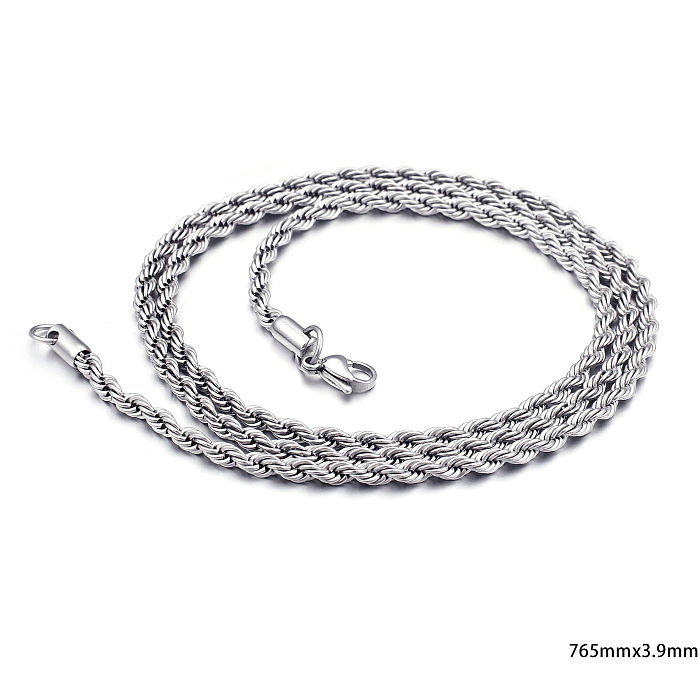 European And American Stainless Steel  Electroplating Multi-size Twisted Rope Necklace Twist Chain Wholesale