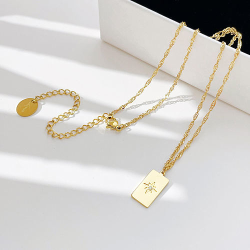 Elegant Lady Star Rectangle Stainless Steel  Stainless Steel Plating Pendant Necklace