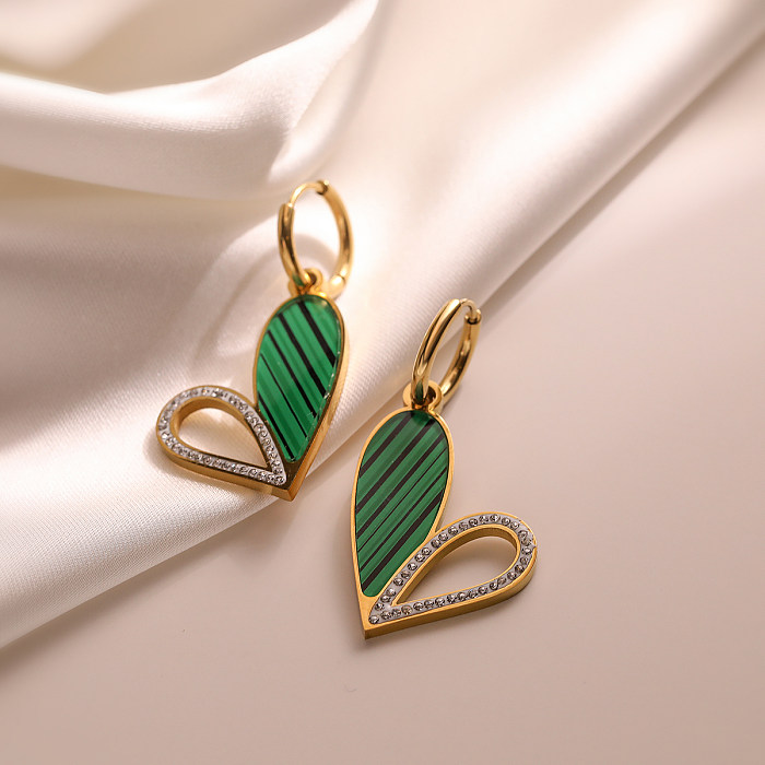 1 Pair Simple Style Commute Heart Shape Plating Stainless Steel 18K Gold Plated Drop Earrings