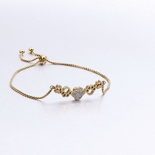 Wish New Accessories Factory Wholesale Cute Animal Dog Paw Diamond-Embedded Adjustable Women's Bracelet Accessories