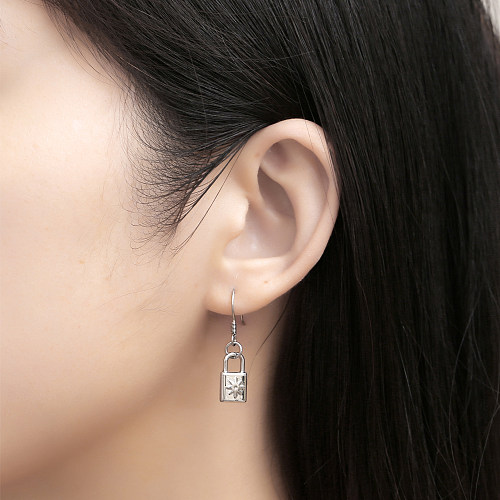 1 Stück Streetwear-Schloss-Ohrringe aus poliertem Edelstahl