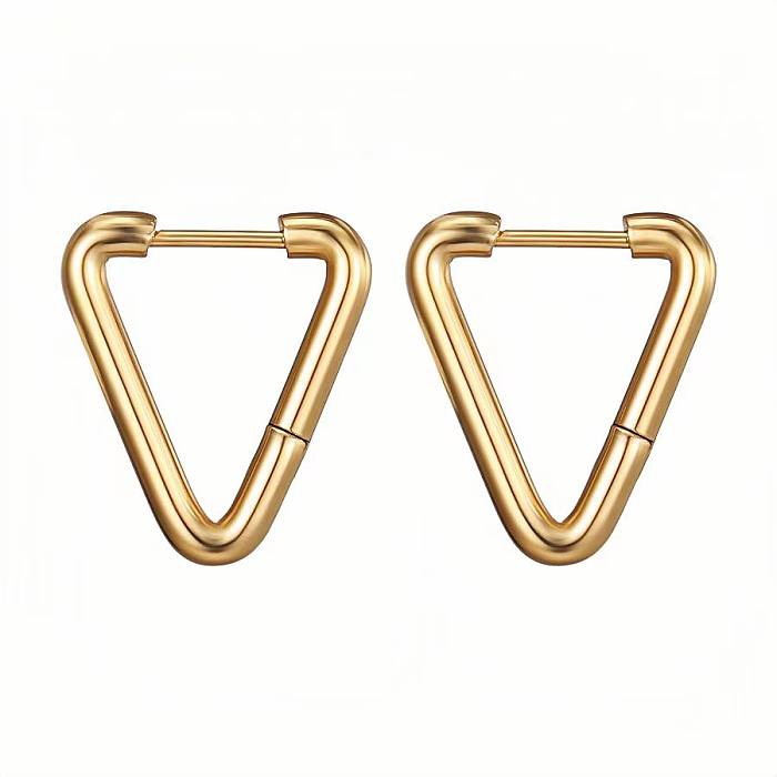 1 Pair Elegant Geometric Solid Color Plating Stainless Steel  18K Gold Plated Hoop Earrings