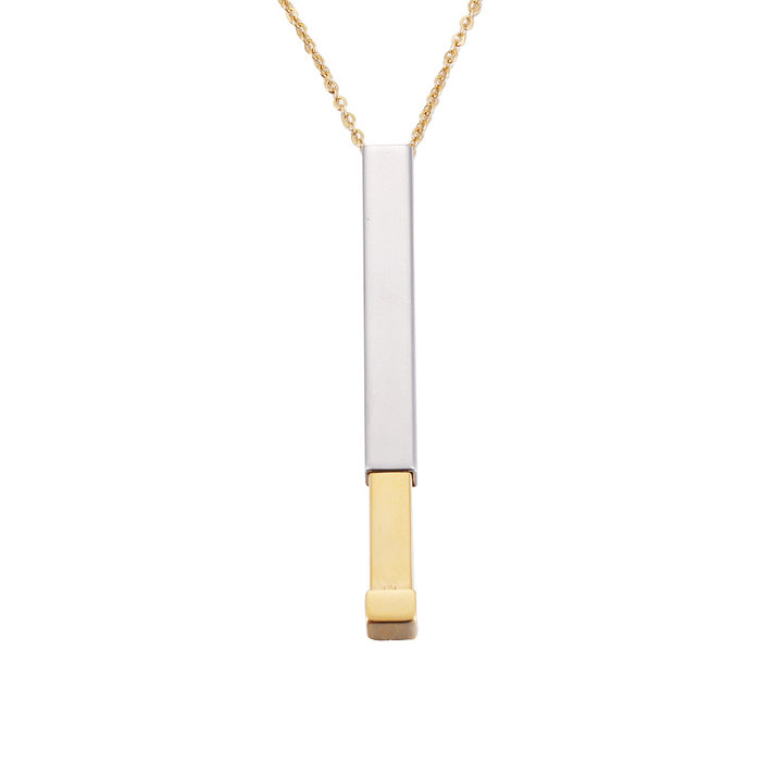 Collier avec pendentif en acier inoxydable plaqué or et argent, Style Simple et décontracté, géométrique, en vrac