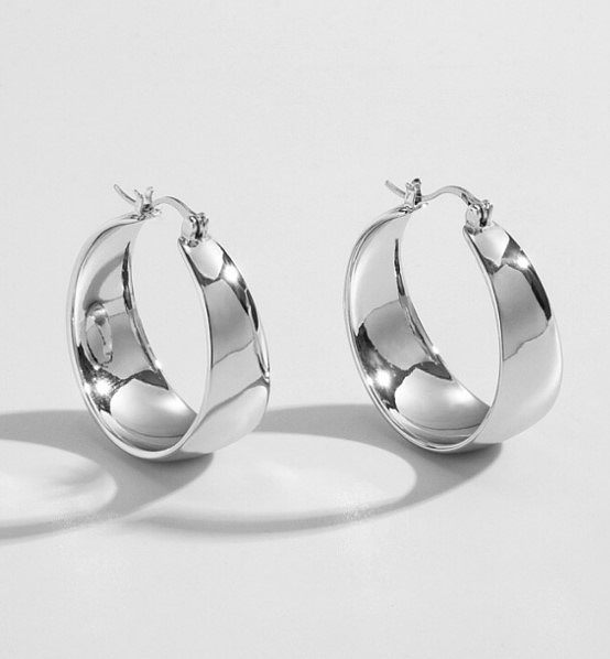 1 Pair Simple Style Geometric Stainless Steel  Metal Hoop Earrings