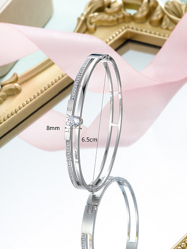 Bracelet en Zircon avec incrustation de placage en acier inoxydable, lettre de Style Simple, vente en gros