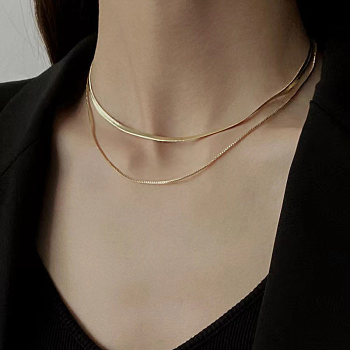 Simple Style Geometric Solid Color Stainless Steel Necklace 1 Piece