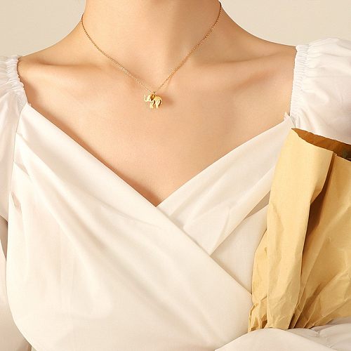 Fashion Multi-Layer Stitching Elephant Clavicle Necklace Female Stainless Steel Material