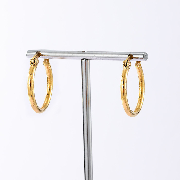 1 Pair Simple Style Circle Stainless Steel  Plating Hoop Earrings