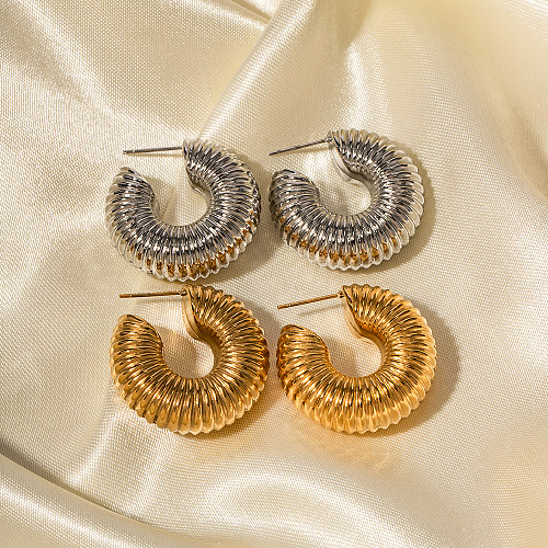 1 Paar runde Ohrringe im IG-Stil mit 18-Karat-Vergoldung aus Edelstahl