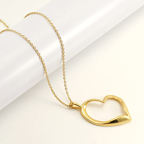 Simple Style Heart Shape Stainless Steel  Stainless Steel Plating Pendant Necklace 1 Piece