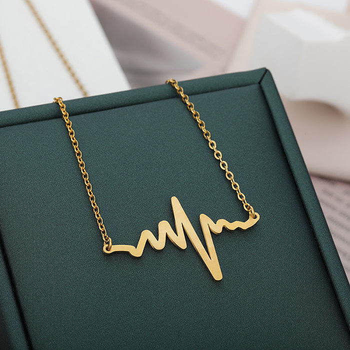 Simple Style Electrocardiogram Stainless Steel  Stainless Steel Plating Necklace