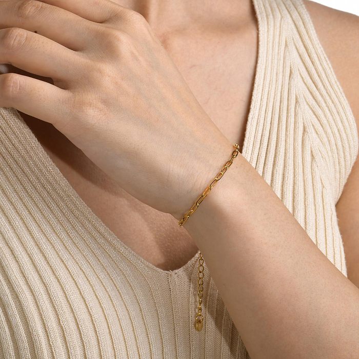 Commute Geometric Stainless Steel Chain Gold Plated Bracelets
