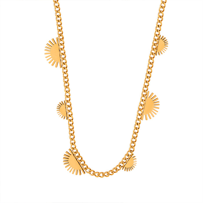 Vintage Style Simple Style Sun Stainless Steel Plating 18K Gold Plated Necklace