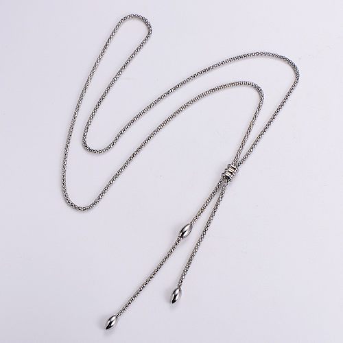Retro Curve Stainless Steel  Plating Chain Necklace 1 Piece
