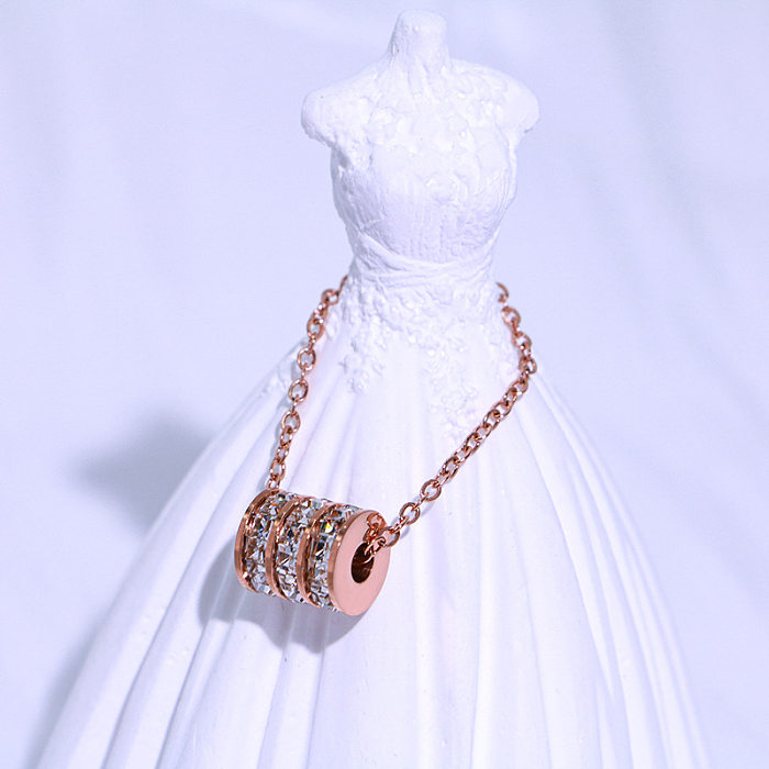 Elegante, süße, klassische Halskette mit einfarbiger Edelstahlbeschichtung und Zirkoneinlage, 18 Karat vergoldet