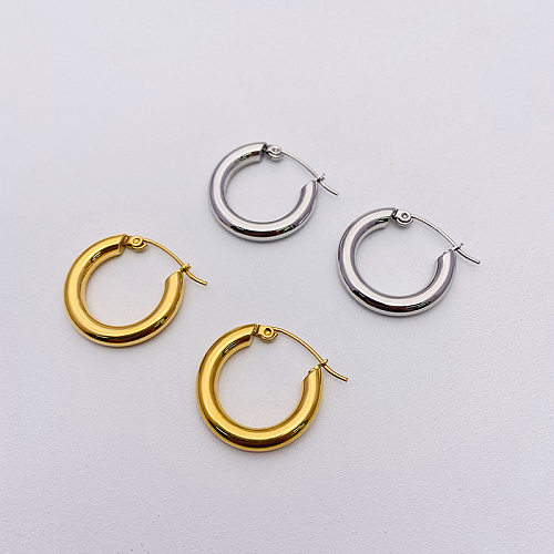 1 Pair Fashion Circle Stainless Steel Plating Hoop Earrings
