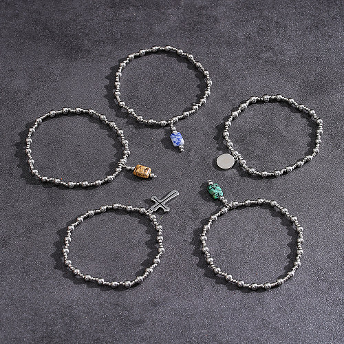 Bracelets en acier inoxydable de couleur unie géométrique de style simple classique en gros