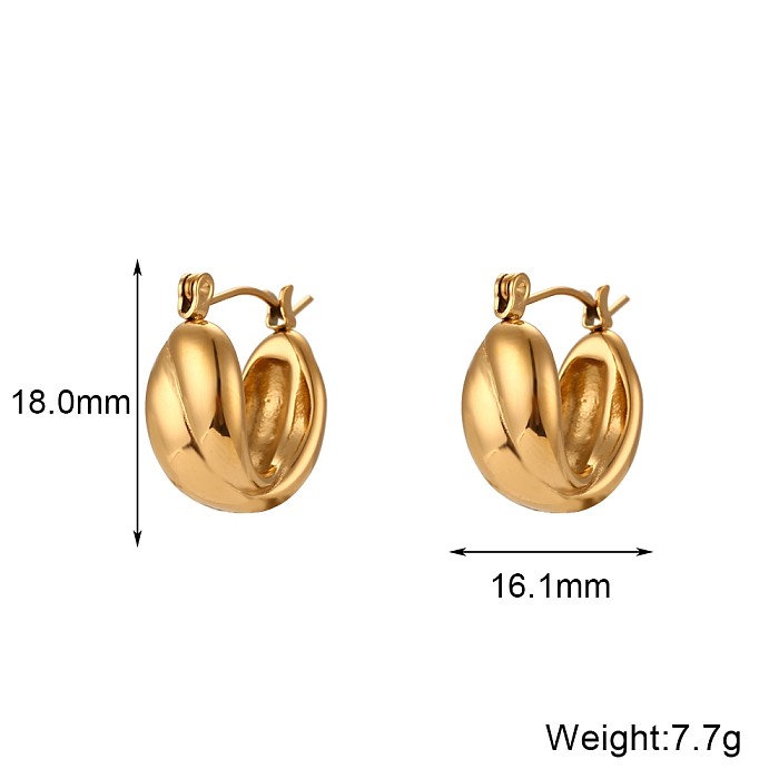 1 par de pendientes chapados en oro de 18 quilates con revestimiento de acero inoxidable geométrico estilo clásico básico estilo vintage