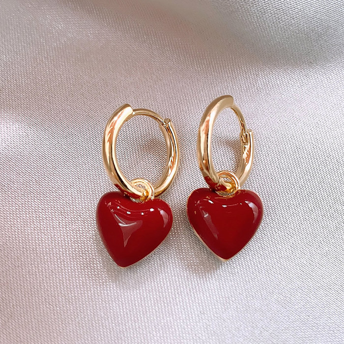 1 Pair Elegant Romantic Sweet Heart Shape Plating Stainless Steel  Copper Gold Plated Earrings