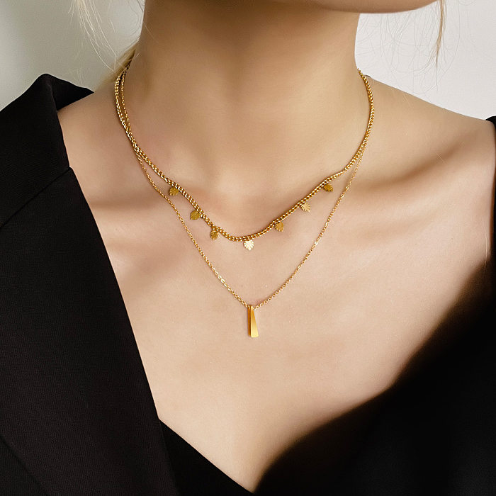 Simple Style Streetwear Geometric Stainless Steel Plating 18K Gold Plated Layered Necklaces