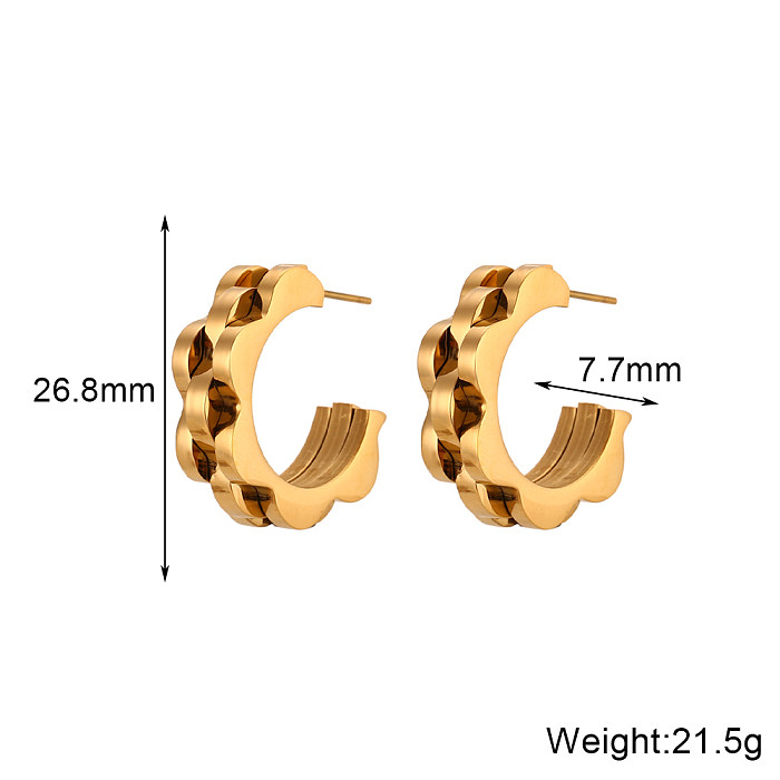 1 Pair Vintage Style Simple Style C Shape Stainless Steel  Plating 18K Gold Plated Ear Studs