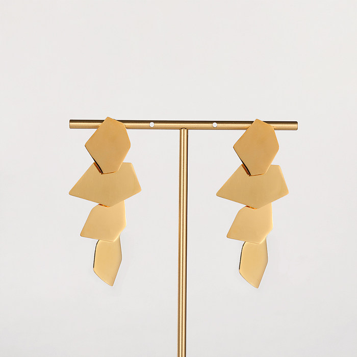 1 Paar schlichte, geometrische Ohrhänger aus Edelstahl mit 18-Karat-Vergoldung
