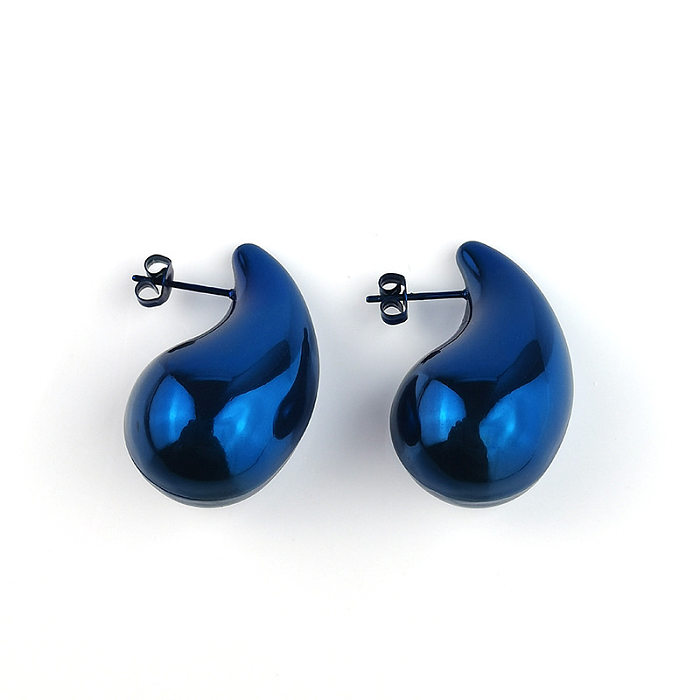 Gouttelettes d'eau plaquées en acier inoxydable, 1 paire, Style Simple, clous d'oreilles
