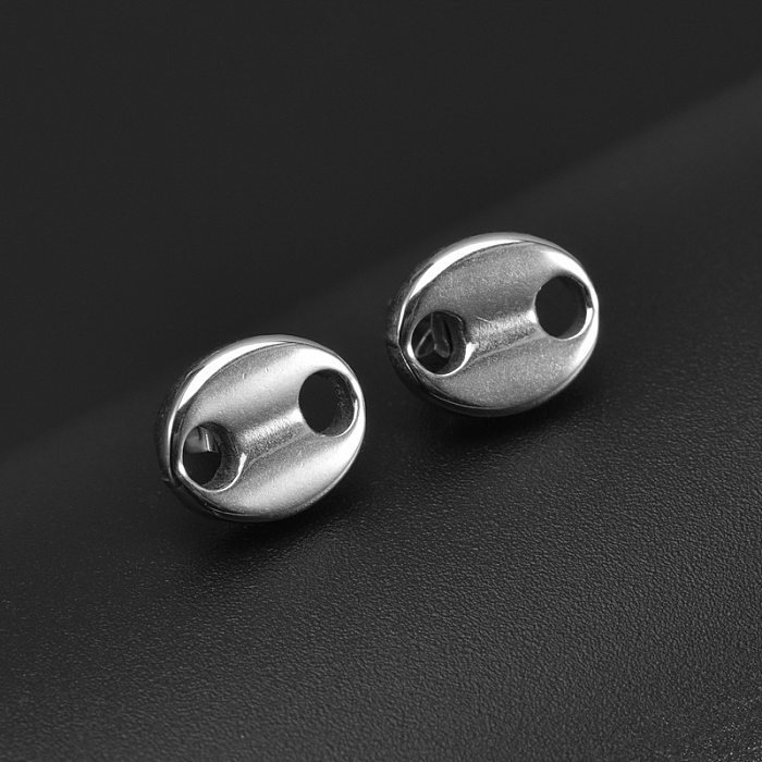 1 paire de clous d'oreilles en acier inoxydable plaqué ovale, Style Simple