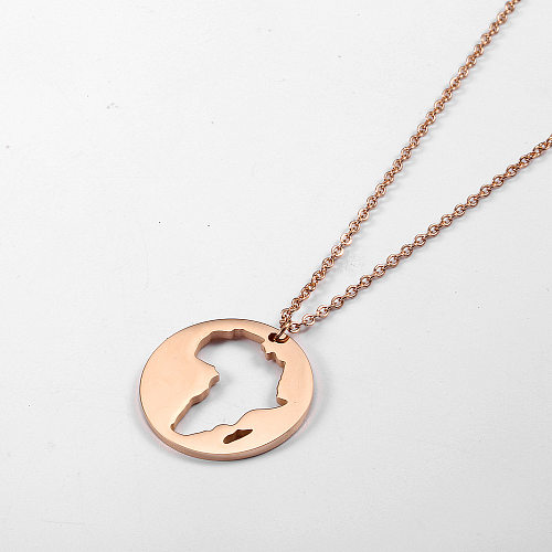 Fashion Map Stainless Steel Plating Pendant Necklace 1 Piece